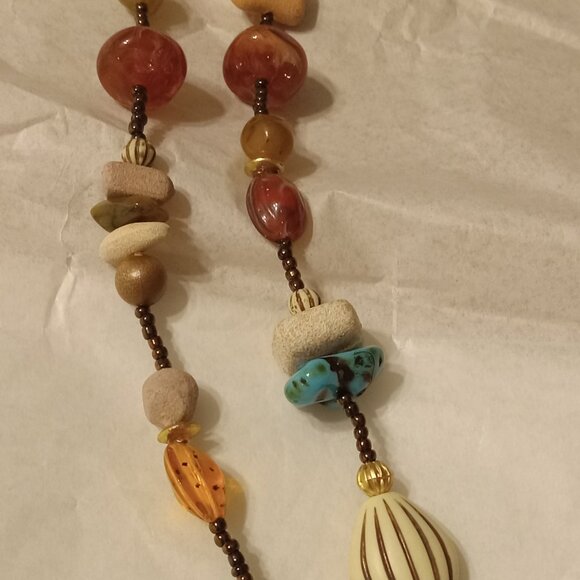 Unique long statement necklace decorated with stones, crystals, etc - Picture 5 of 6